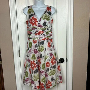 Katie's Women's Floral Sleeveless Crossover Side Zip Girly Sundress Size 12